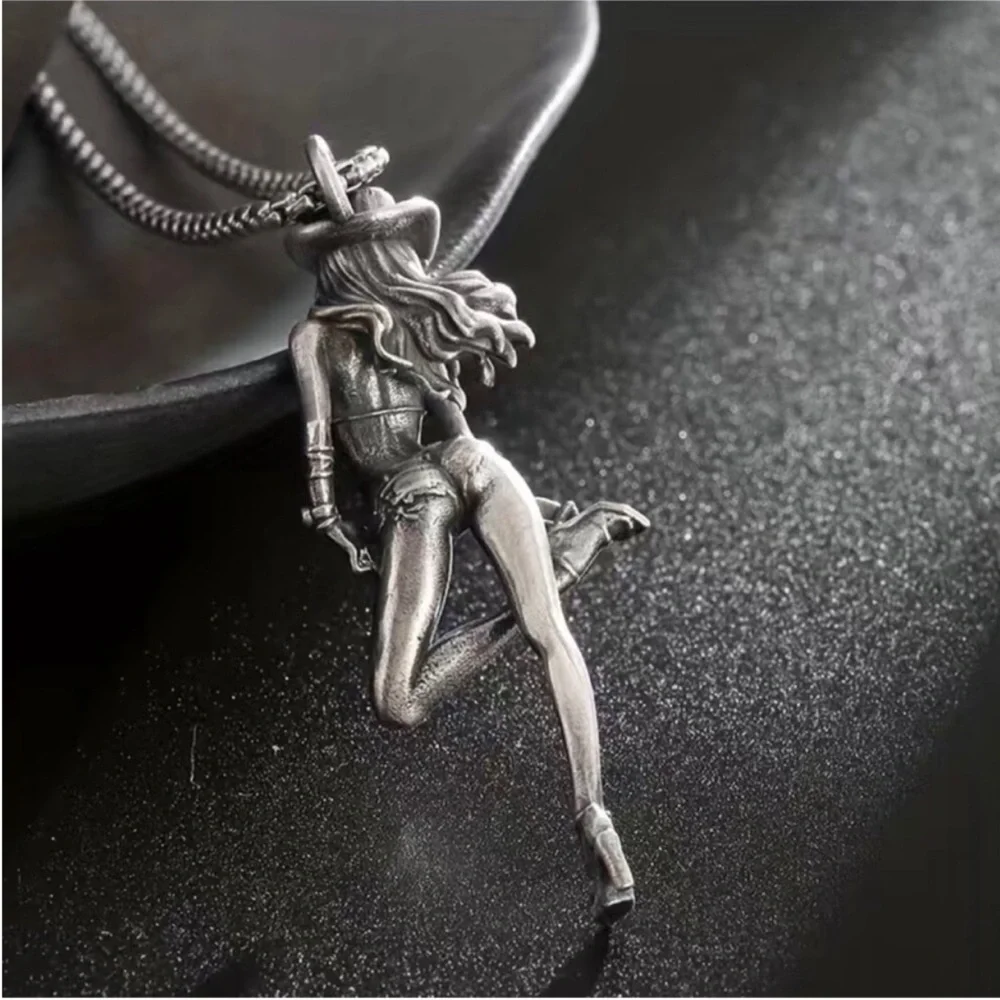 Retro Sexy CowGirl Necklace Japanese Animated Pirate Rock Rodeo Western